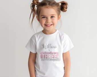 Personalised Birthday T-shirt, Threenager top, I am 3, 3rd Birthday t-shirt