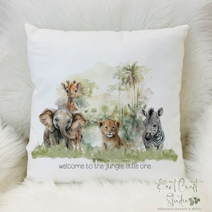 Personalised cushion, Safari cushion gift, Welcome baby gift, New baby gift