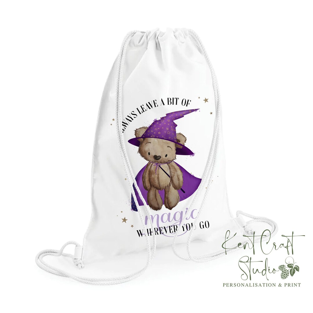 Personalised Drawstring Gym Bag, Bear Magician, Magic Trick Storage Bag ...
