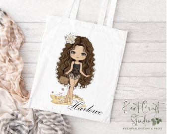 Personalised beach shopping tote bag, Gift for her, Holiday bag