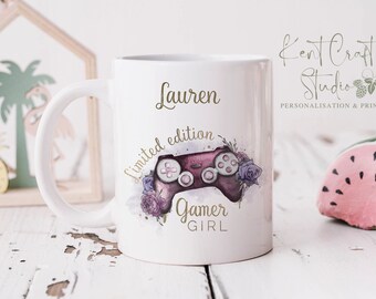 Personalised Gamer Girl Mug - Limited Edition - Gaming Controller - Gamer Gift - Birthday - Teen