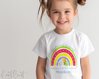 Personalised Pre-School Leavers T-Shirt, Nursery Graduate Rainbow, Nursery Graduation