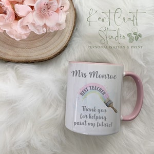 Personalised teacher mug, Rainbow teacher mug, Gift for her