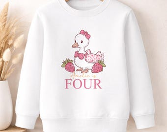 Personalised Girl's Birthday Sweatshirt – Custom Name Kids Jumper – Goose Design