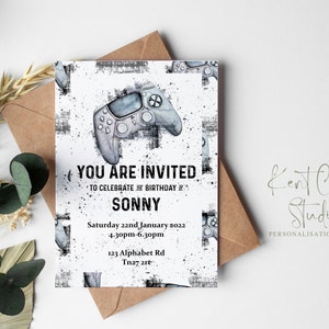 Personalised gaming birthday invitations, Gaming party invites, Boy&#39;s invites, Gamer party