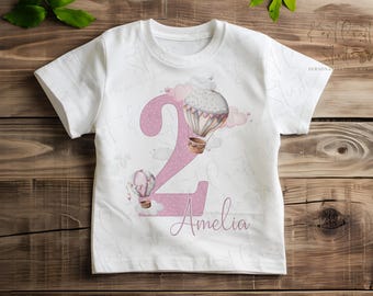 Personalised age t-shirt, Hot air balloon t-shirt, First birthday tee, When I wake up birthday top