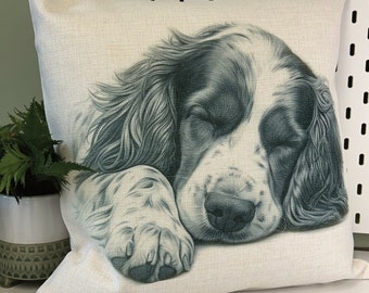Springer spaniel cushion, Spaniel gift, In memory cushion, Pet pillow