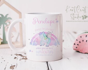 Personalised Pink Unicorn Rainbow Quote Mug Gift - Limited Edition