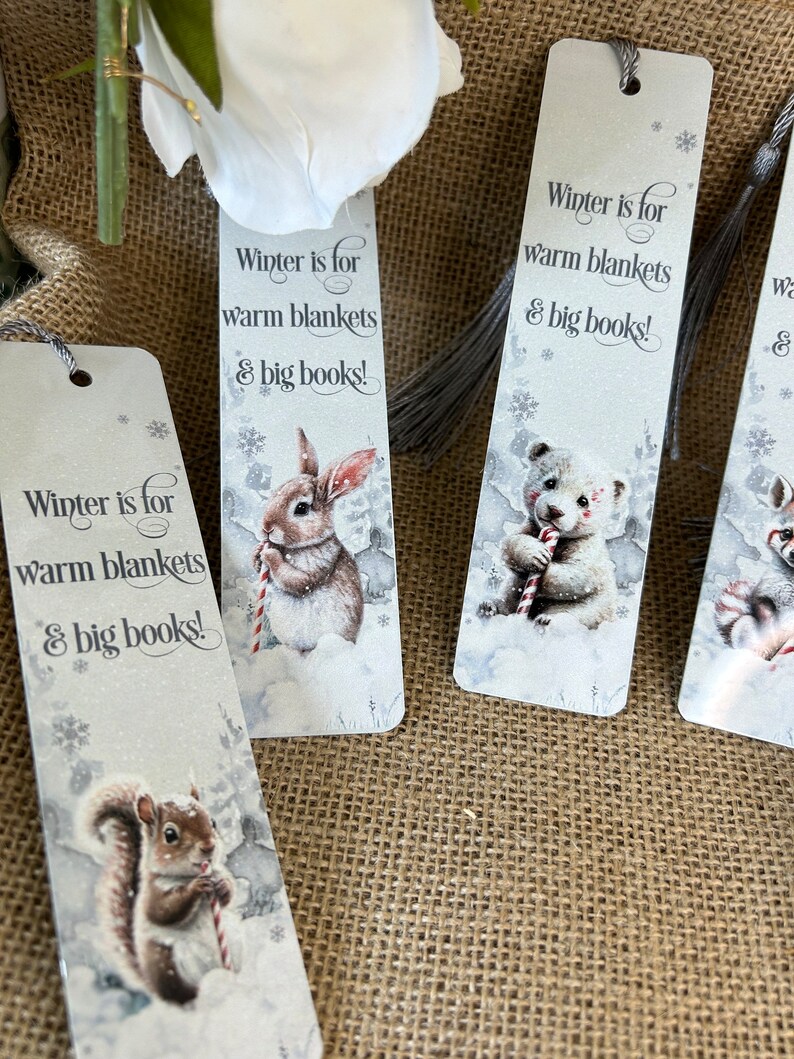 Personalised Book Mark Gift, Candy Cane Woodland Bookmark, Winter