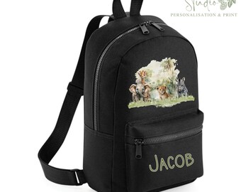 Personalised backpack, Safari kids rucksack, Jungle bag gift, Gift for him