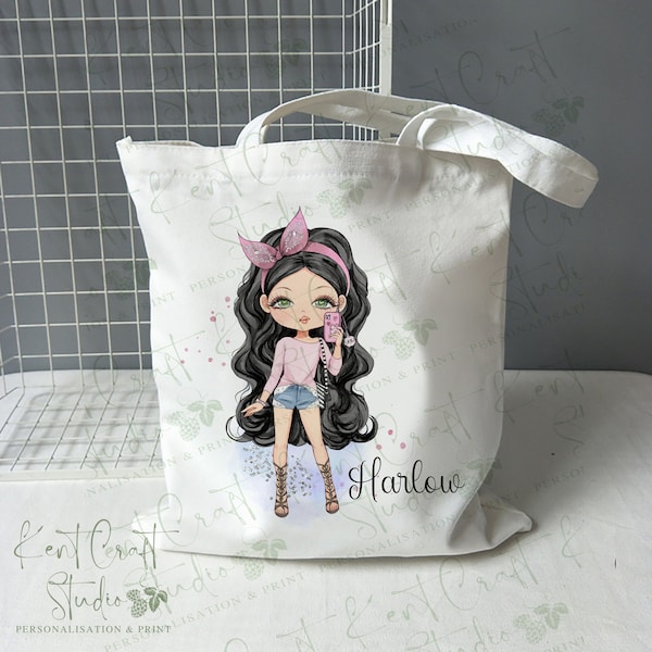 Personalised Girls Shopping Tote Gift Bag - Teen - Gift - Teenager - Editable - Harlow Design Girl