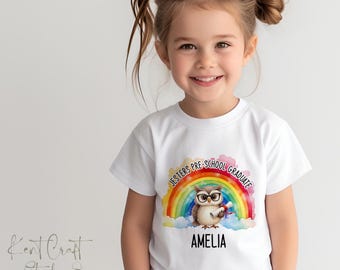 Personalised Pre-School Leavers T-Shirt, Nursery Graduate Rainbow, Nursery Graduation