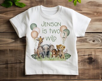 Personalised birthday t-shirt, Safari age t-shirt, Safari birthday tee, Two wild birthday