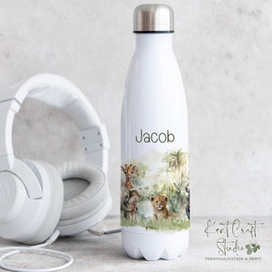 Personalised safari bottle, Aluminium bowling bottle 350ml 500ml, Safari gift, Water bottle gift