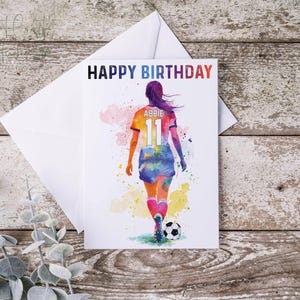 Personalised birthday card, Footballer birthday, Girl football greetings card, Personalised football card, Gift for her, Boys football card
