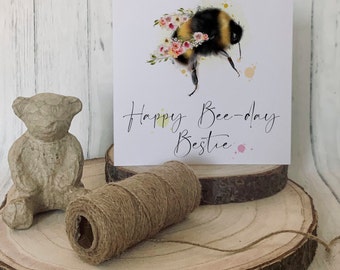 Personalised bumble bee birthday greetings card, Personalised gift, Card for her