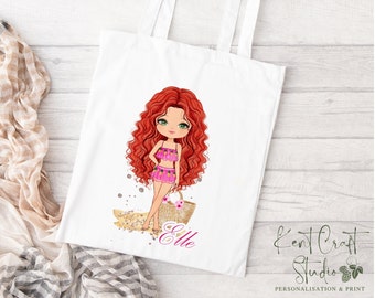 Personalised beach tote bag, Holiday gift, Beach girl bag, Gift for her