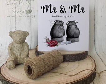 Personalised same sex wedding card, Mr & Mr anniversary greetings card, Groom
