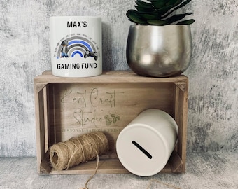 Personalised Gaming Rainbow Ceramic Money Pot - Piggy Bank Gift