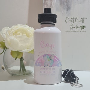 Personalised unicorn water bottle, Unicorn gift, Gift for her, 500ml