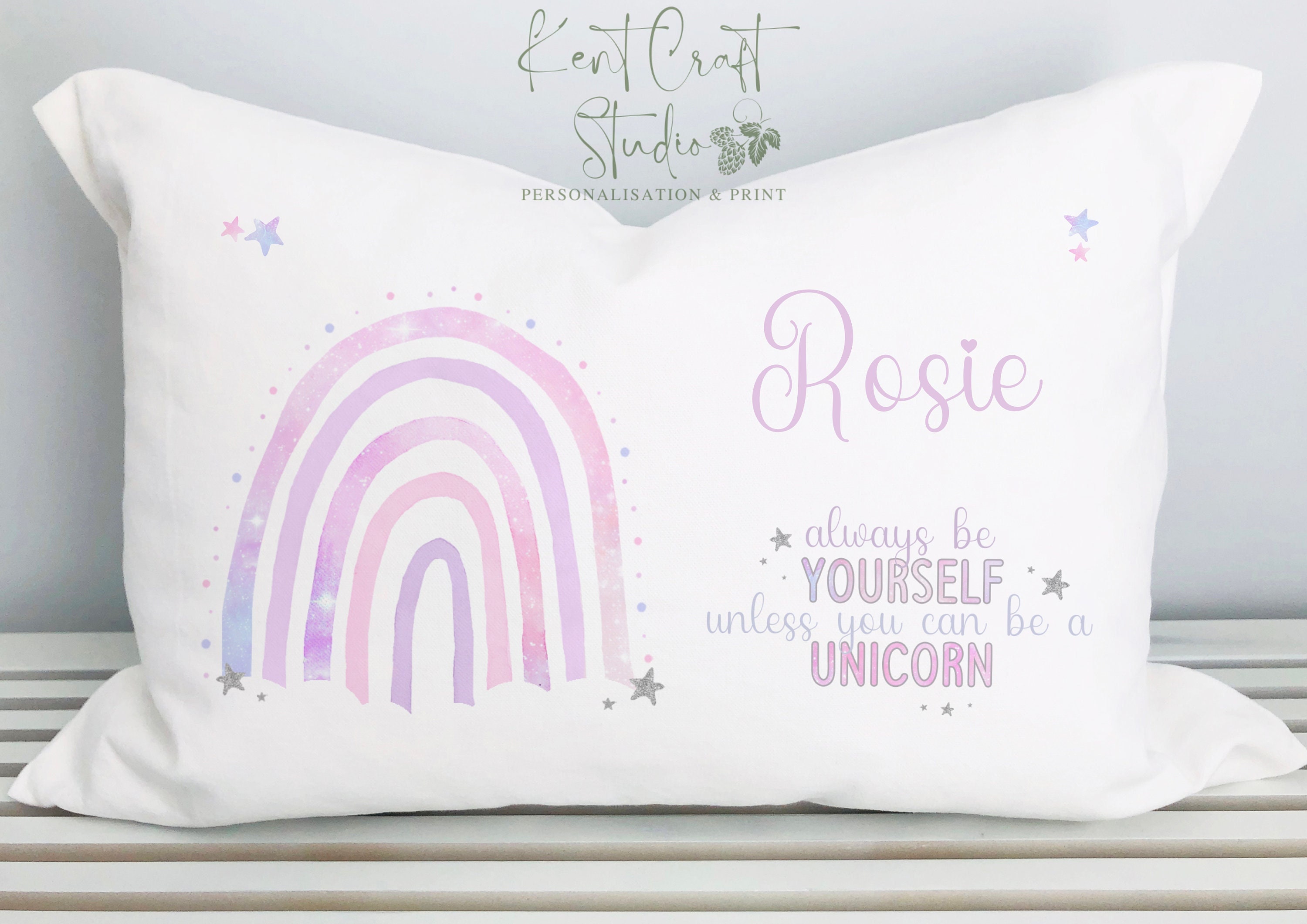 Personalised Pink Rainbow Unicorn Pillow Case Girls Bedroom Pillowcase Etsy
