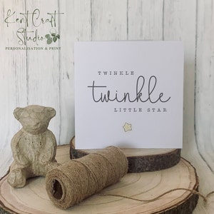 Personalised new baby greetings card, Twinkle little star gift, Unisex baby gift
