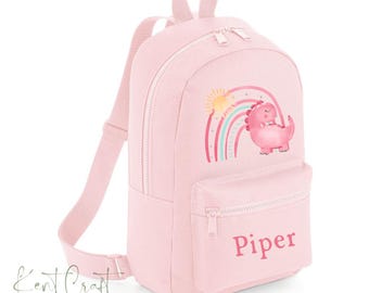 Personalised bag, Dinosaur backpack, Kids school bag, Personalised rucksack, Dinosaur girls gift
