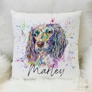 Personalised Watercolour Cocker Spaniel Cushion