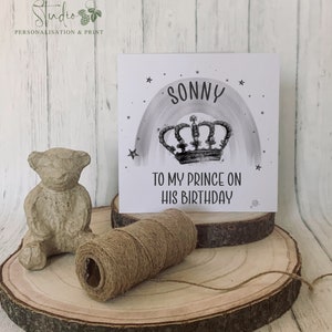 Personalised Prince Crown Greetings Card - Fully Editable Text - Custom