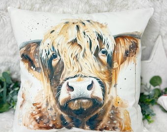 Highland cow cushion, Scottish gift, Highland coo gift, Cow cushion