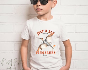 Personalised boys T-shirt, Dinosaur T-shirt, Gift for him, Dino gift