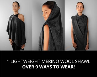 Versatile Merino Wool Shawl - Over 9 WAYS TO WEAR | The Versa Throw | Travel Shawl, Wool Throw, Capsule Clothing