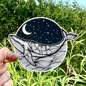 Sticker baleine à bosse ciel nocturne