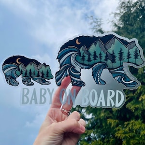 Naklejka na samochód Bear Baby On Board kolorowa
