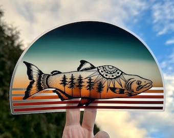 Retro Salmon Car Decal