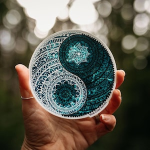 Oceaan Yin Yang Mandala Vinyl Sticker