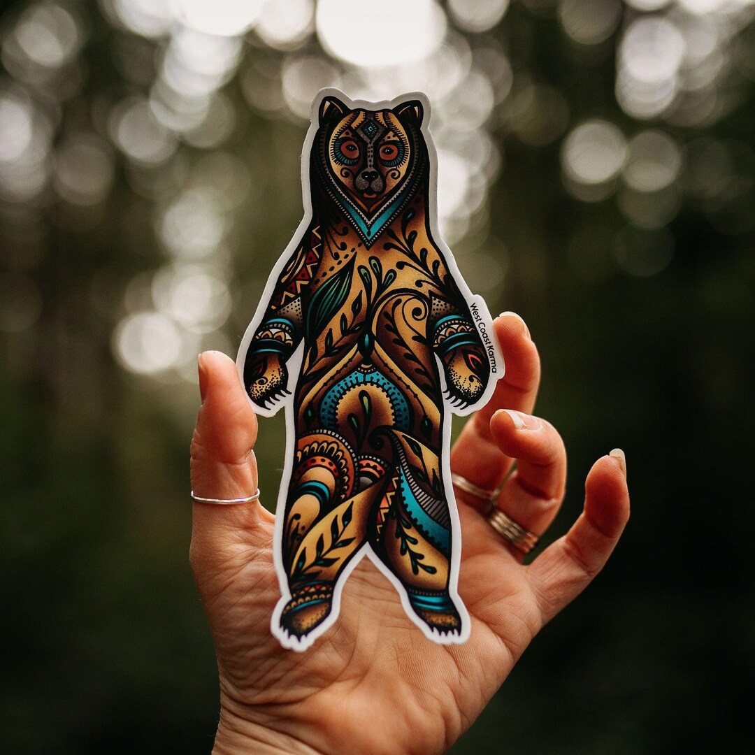 Colourful Standing Bear Vinyl Sticker - Etsy