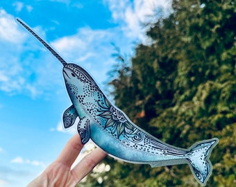 Colourful Narwhal Car Decal