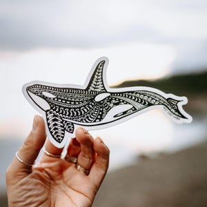 Orca Whale Vinyl Sticker for Laptop, Water Bottle, Car Window, Motorcycle Helmet | 4.3&quot;x5.3&quot; Durable Marine Life Decal | Perfect Gift for
