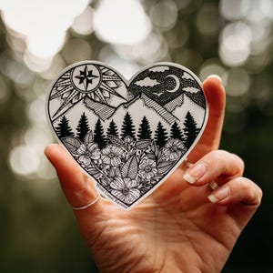 Sticker vinyle coeur nature
