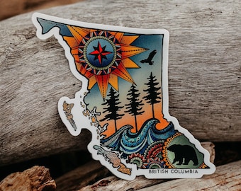 BC Map Colourful Sticker