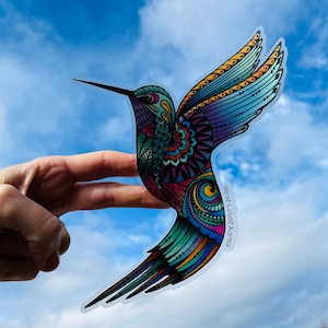 Calcomanía colorida de colibrí para coche