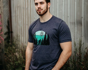 Sasquatch Stroll Mens Tee in Heather Navy