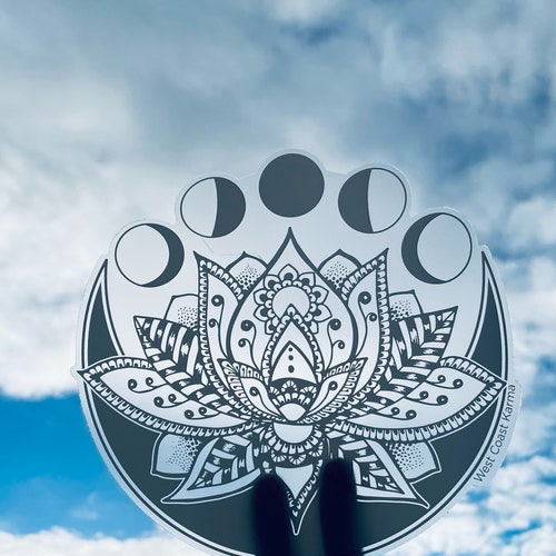Lotus Moon Phase Car Decal Etsy