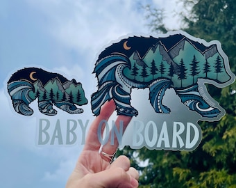 Sticker voiture bébé ours à bord coloré