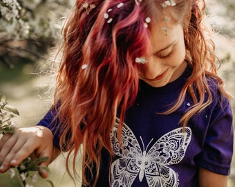 Butterfly Kids/Youth Tee 100% Made, Designed, and Printed in Canada.