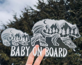Sticker voiture bébé ours à bord