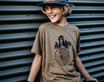 Tree Round Kids/Youth Tee in Brown
