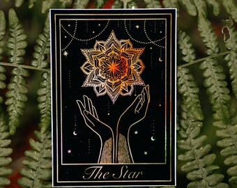 The Star' Holographic Black Tarot Sticker