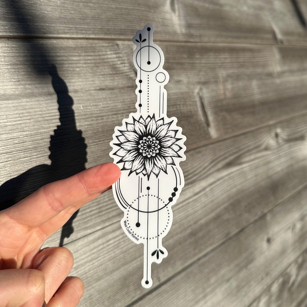 Sunflower Fine Line Sticker - Etsy